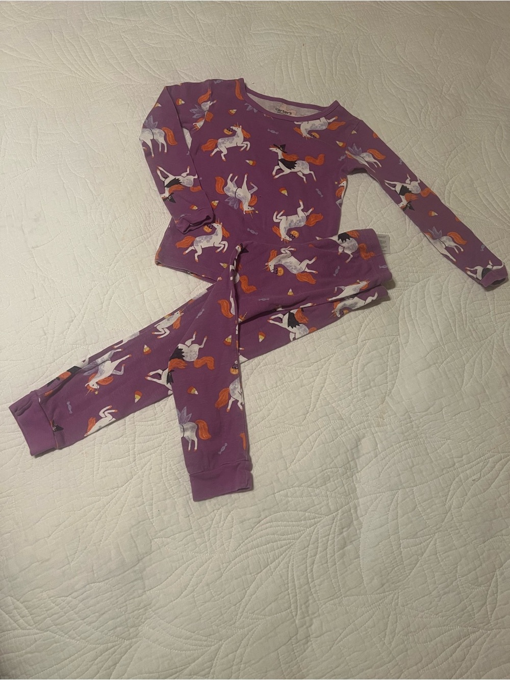 Carter's Purple Unicorn Pajama Set with Orange Accents